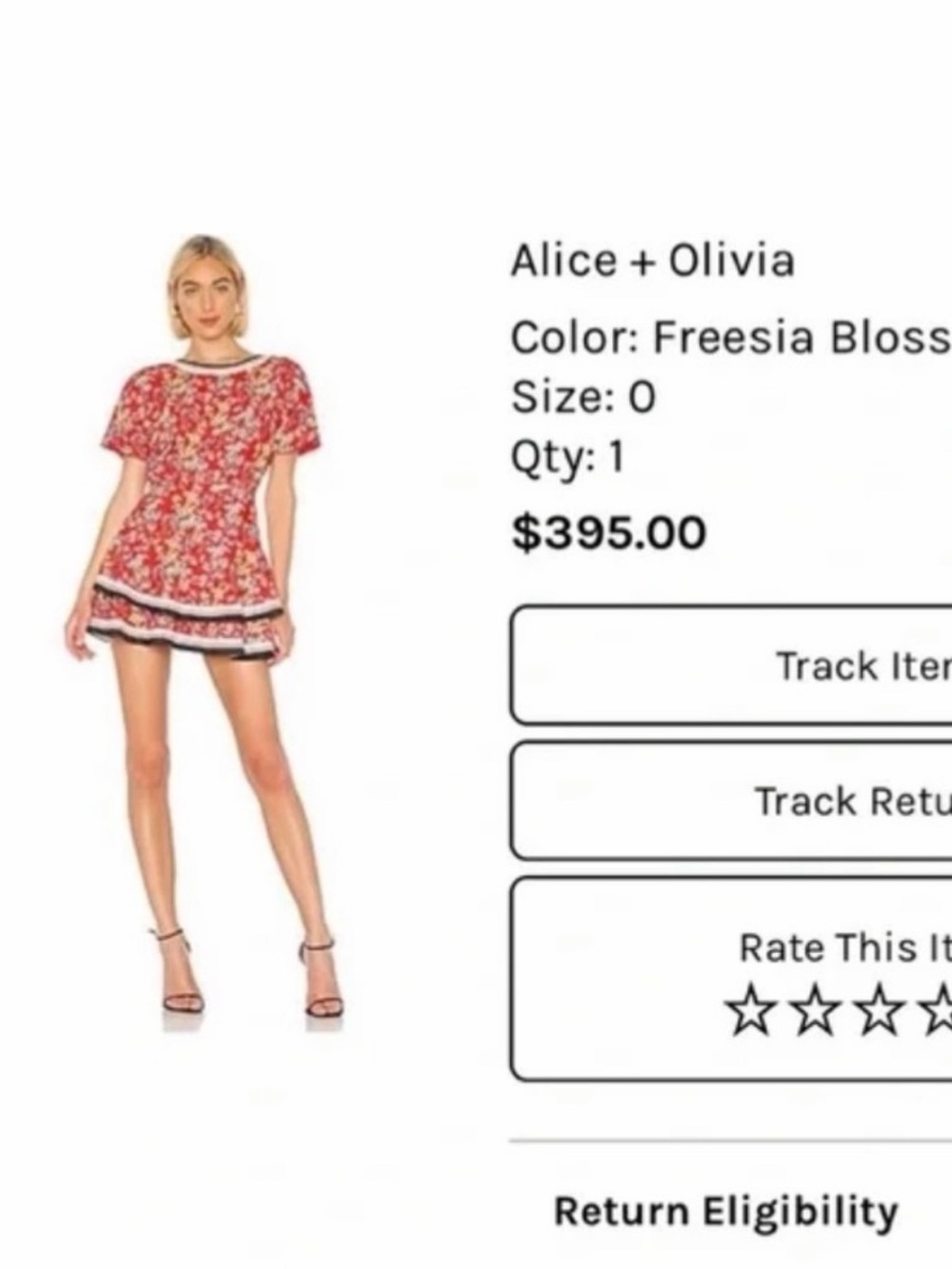 Alice + Olivia Red Floral Tie-Back Casual Dress - Picture 3 of 9